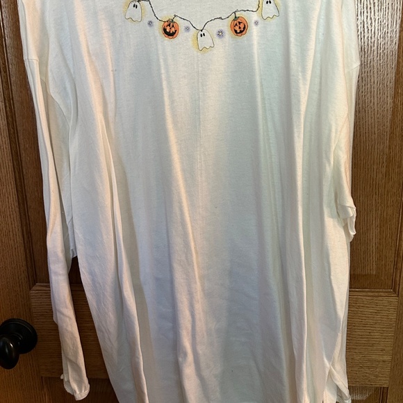 Hand crafted sweatshirt & LS T-Shirt with halloween theme.  Set of two. - Picture 8 of 11